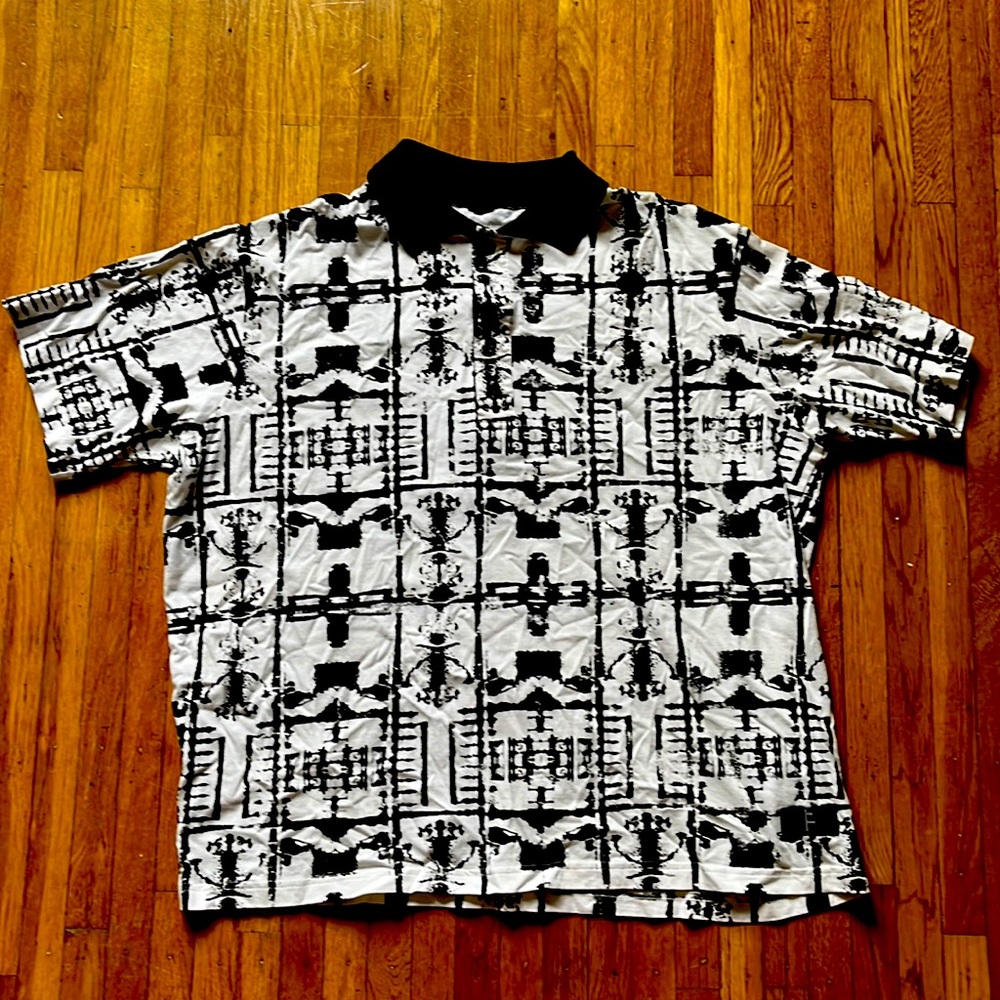 Former button up white and black size XL